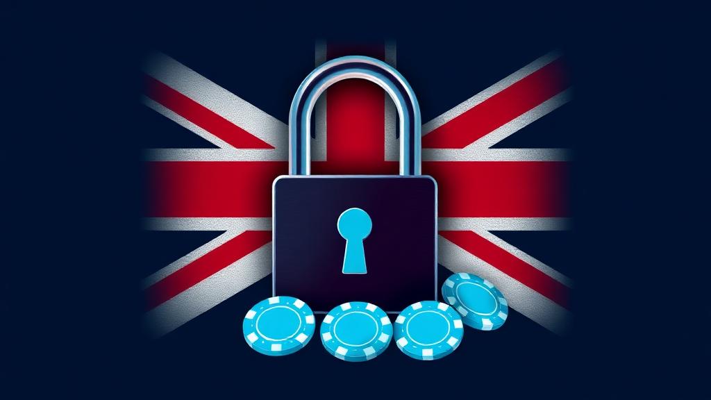 Union Jack flag with a padlock and casino chips representing GamStop self-exclusion in the UK