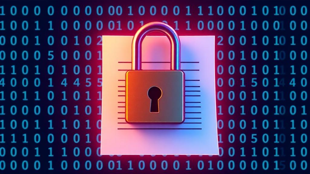 Padlock over a document with binary code background representing UK GDPR data protection
